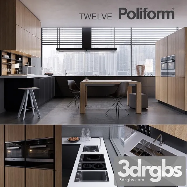 Kitchen Poliform Varenna Twelve 2 3D Model Free