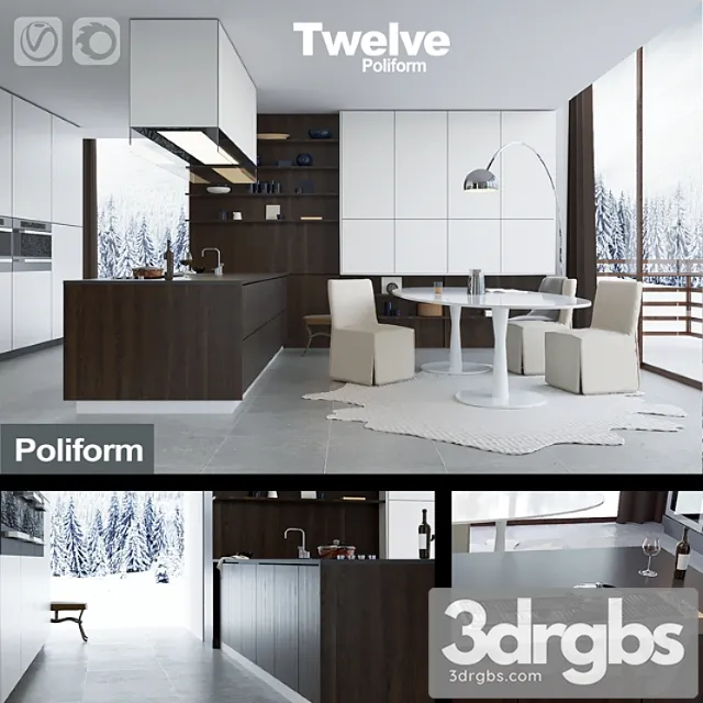 Kitchen Poliform Varenna Twelve Vray Corona 3D Model Free