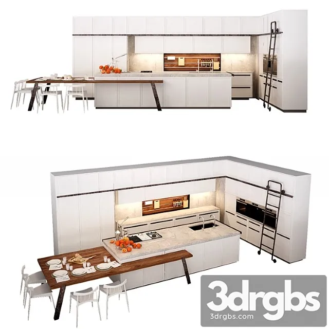 Kitchen porcelana mate 3D Model Free