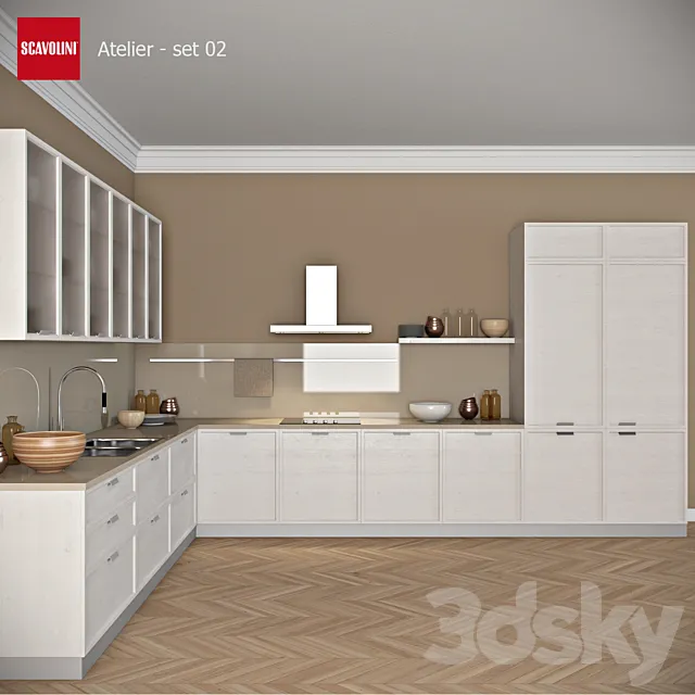 Kitchen Scavolini - Atelier set 02 3D Model