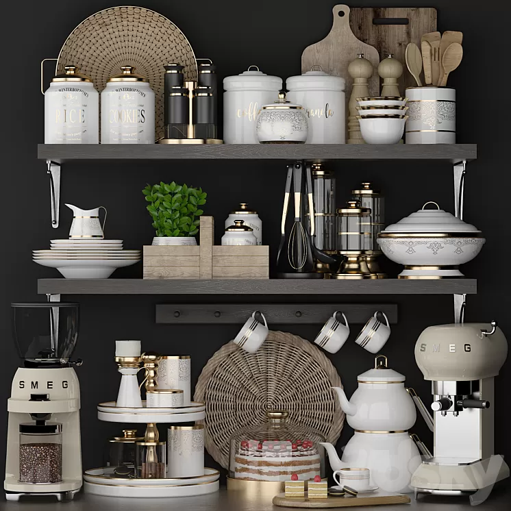 Kitchen set 001 3D Model Free