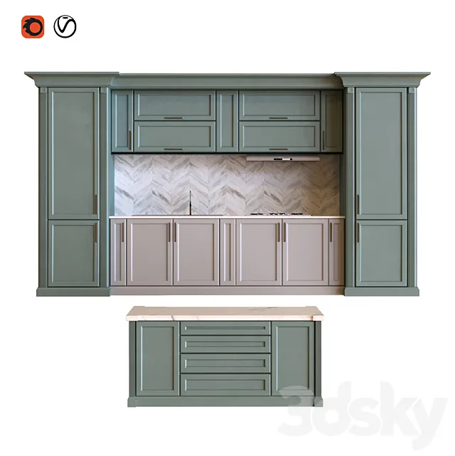 kitchen set 007 lowpoly 3D Model