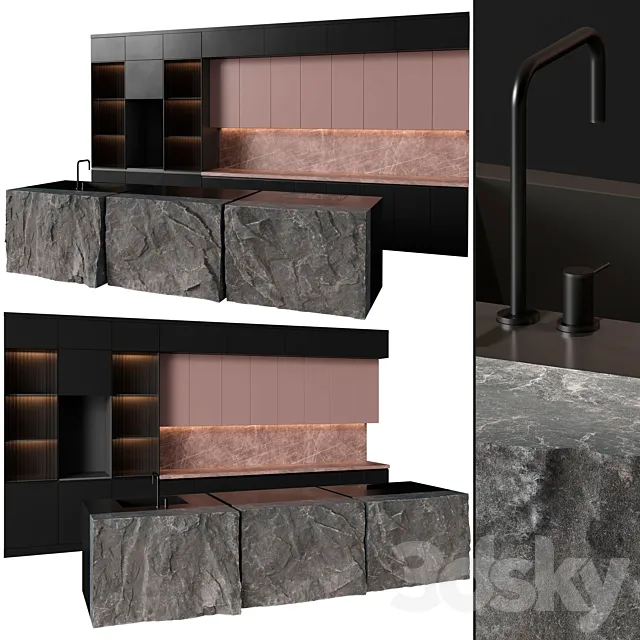 Kitchen Set 01 by Sherzod 3D Model