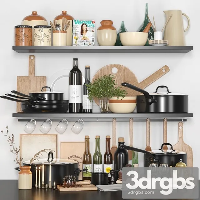Kitchen set accessories 3D Model Free