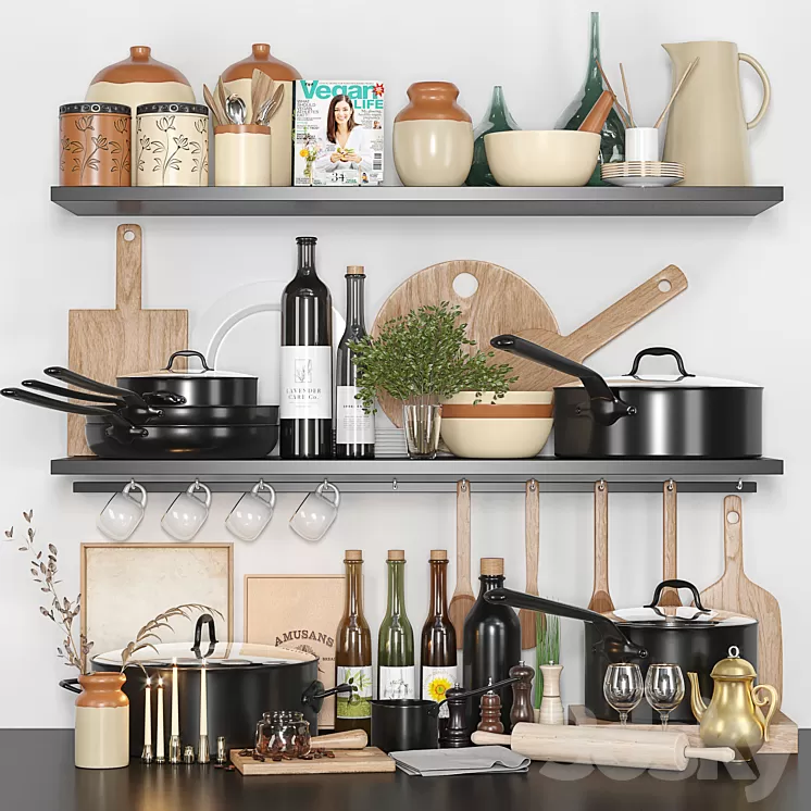 Kitchen Set Accessories 3D Model