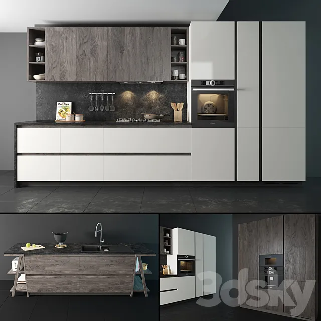 Kitchen set "Arredo3 Linea Plana". 3DModel