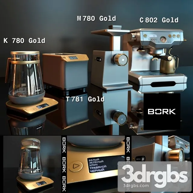 Kitchen Set Bork Gold 3D Model Free