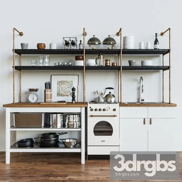 Kitchen Set Loft Style 3D Model Free