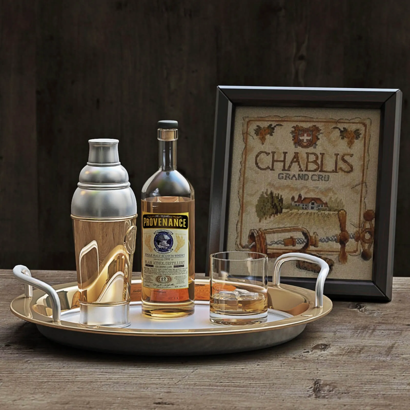 kitchen - Set of whisky 65 3D Model