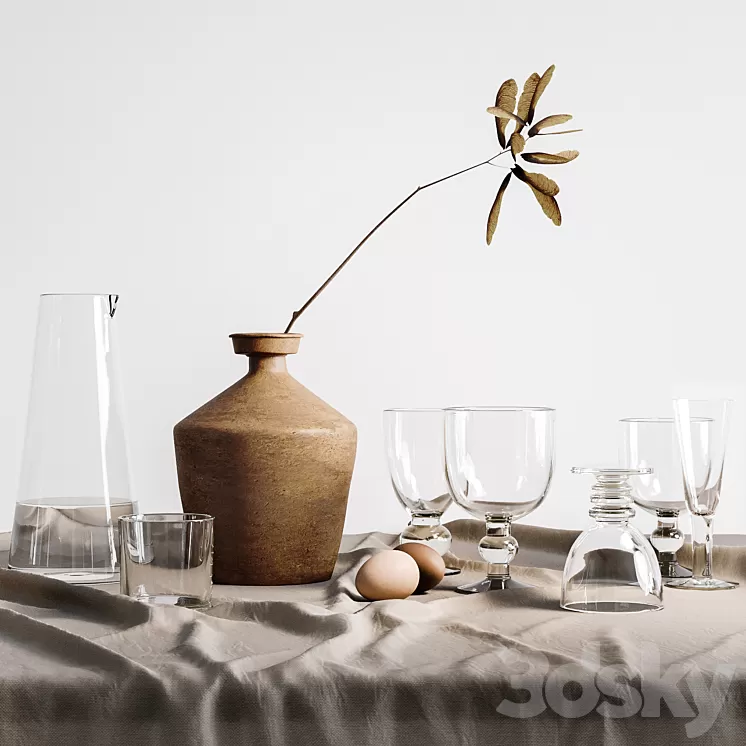 Kitchen set with glasses