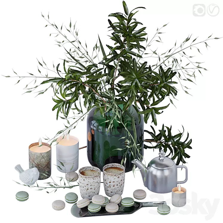 Kitchen set with mango branches 2 3D Model