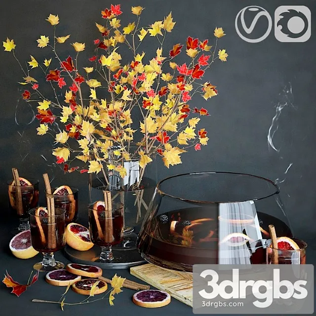 Kitchen set with mulled wine 3D Model Free