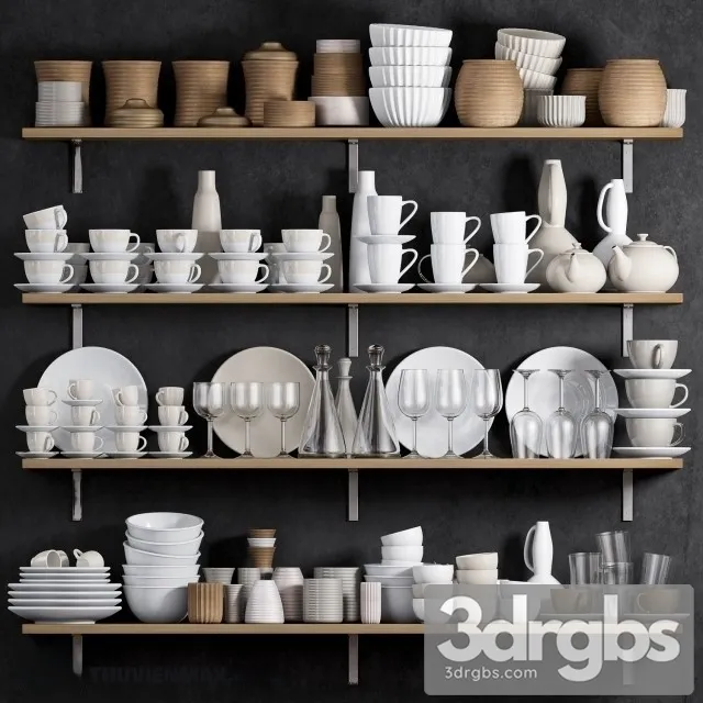 Kitchen Shelf Utensils 3D Model Free