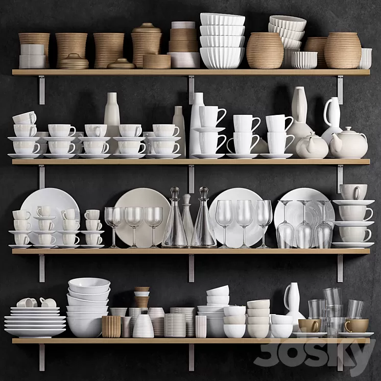 KITCHEN SHELF WITH UTENSILS 3D Model