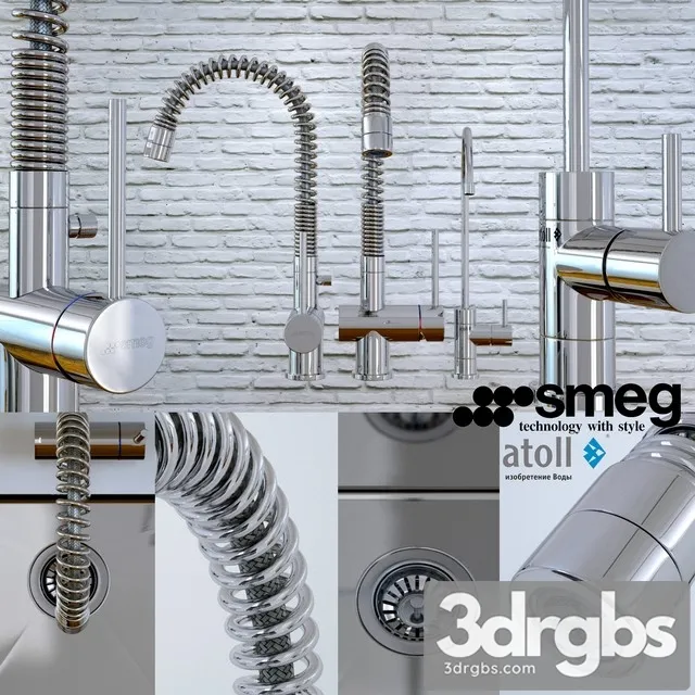 Kitchen Sink and Faucet Smeg 3D Model Free