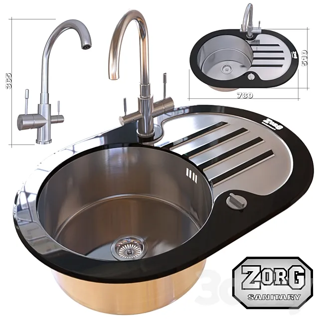 Kitchen sink and faucet ZorG 3D Model