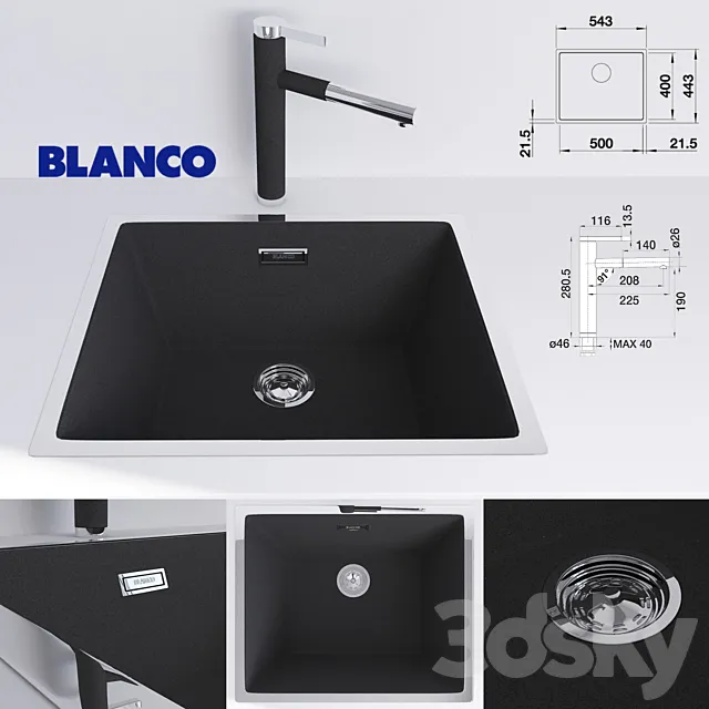 kitchen sink Blanco Subline 500-IF 3D Model