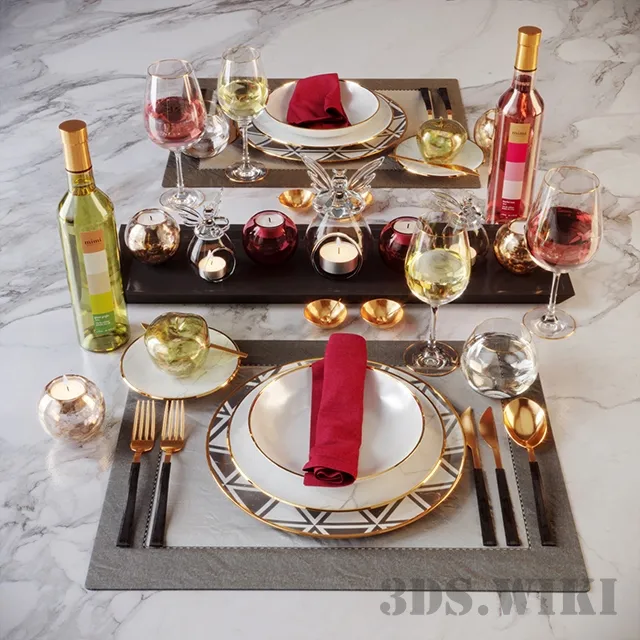 kitchen - Table setting Casa de Perrin Carrara 3D Model