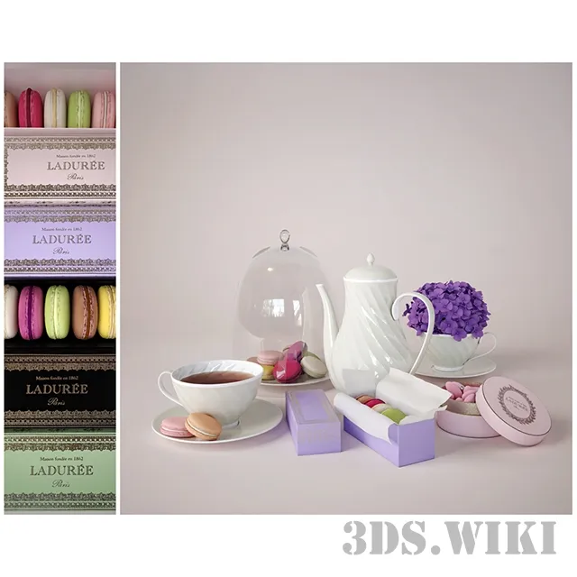 kitchen - Tea set with sweets 3D Model
