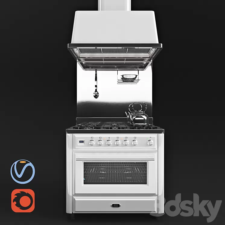 Kitchen unit Ilve Majestic MT-90 3D Model