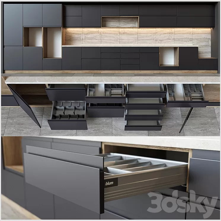 Kitchen units with accessories Blum 3D Model
