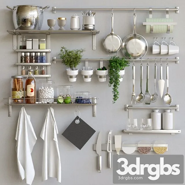 Kitchen utensils with spices cutlery 2 3D Model Free