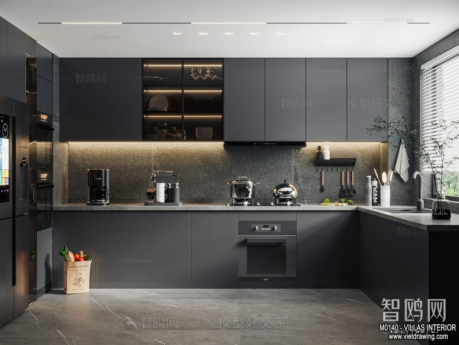 Kitchen - Villas 3D Interior Scene - 3D Models - 001