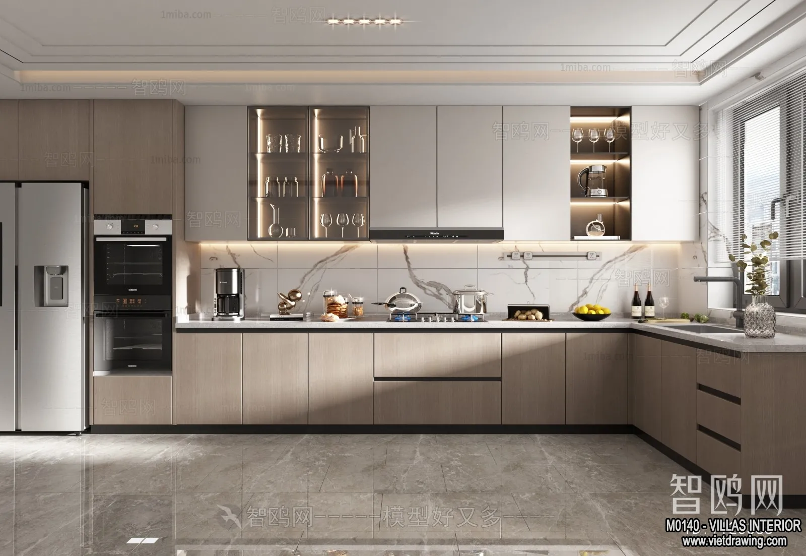 Kitchen - Villas 3D Interior Scene - 3D Models - 003