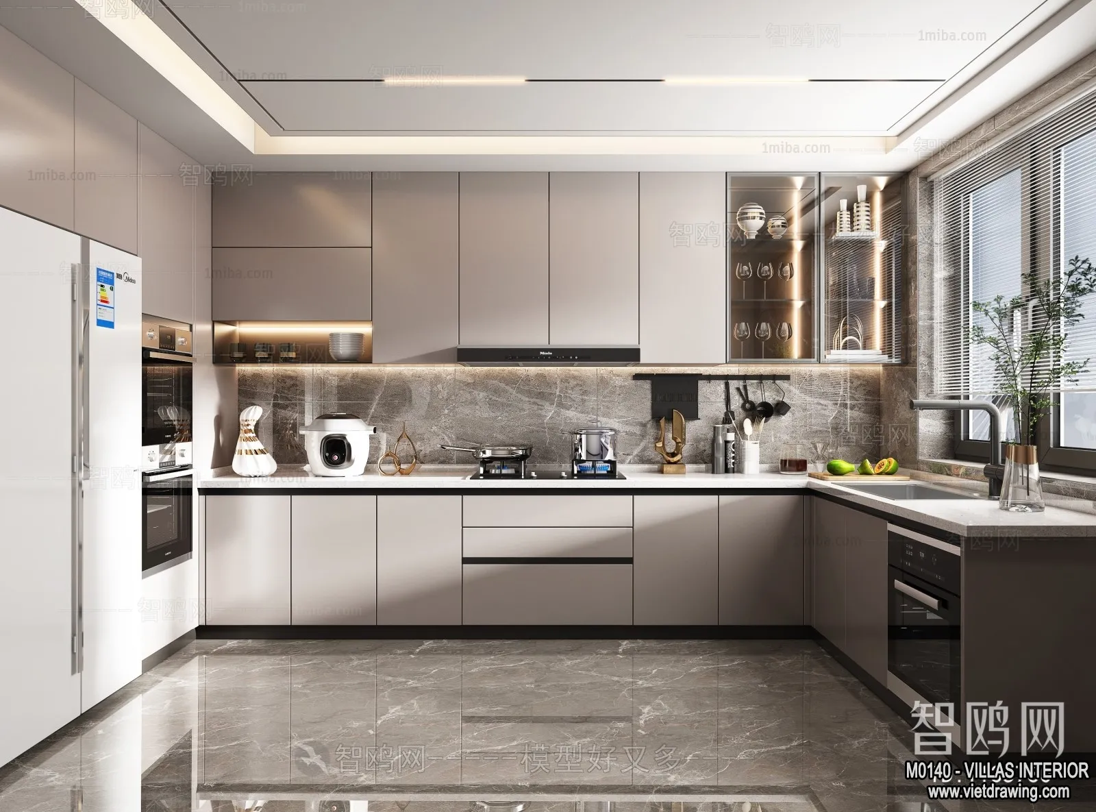 Kitchen - Villas 3D Interior Scene - 3D Models - 006