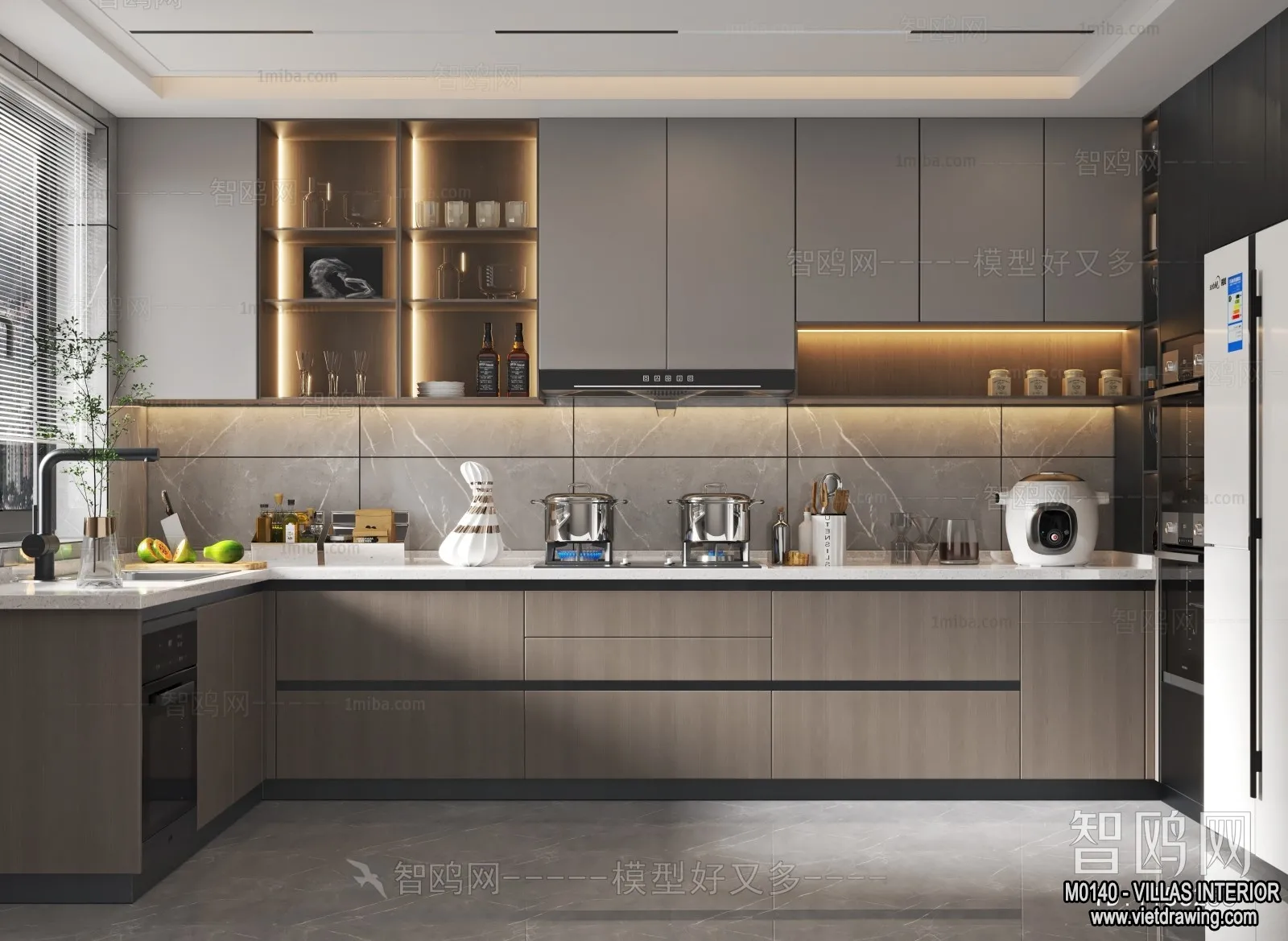 Kitchen - Villas 3D Interior Scene - 3D Models - 007