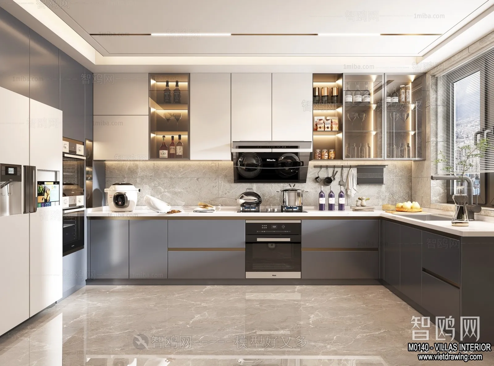 Kitchen - Villas 3D Interior Scene - 3D Models - 008