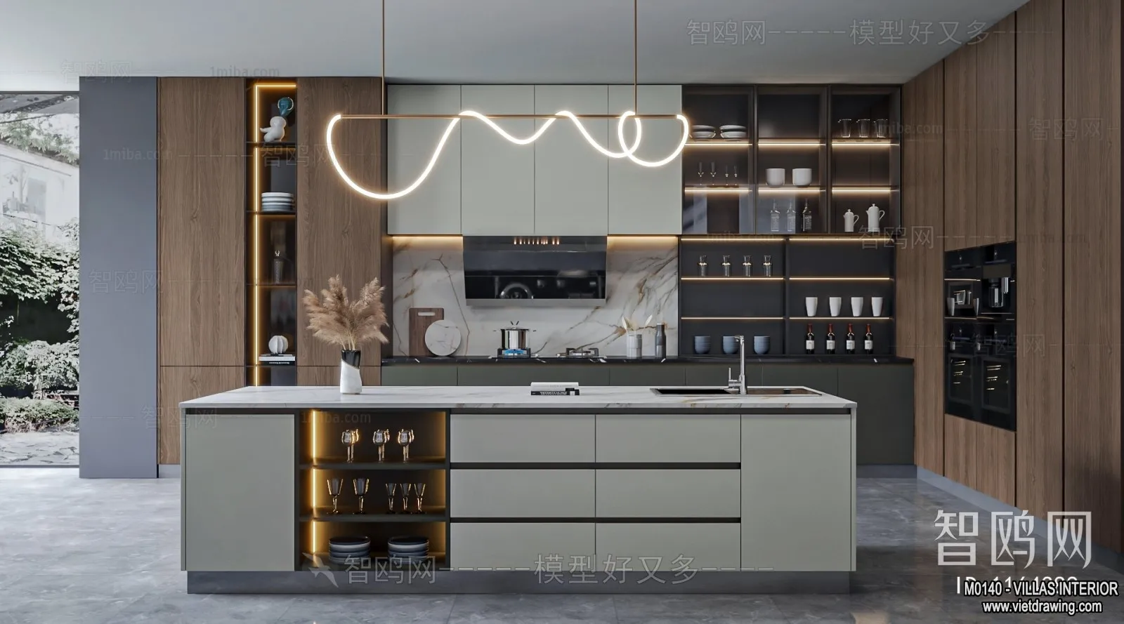 Kitchen - Villas 3D Interior Scene - 3D Models - 009