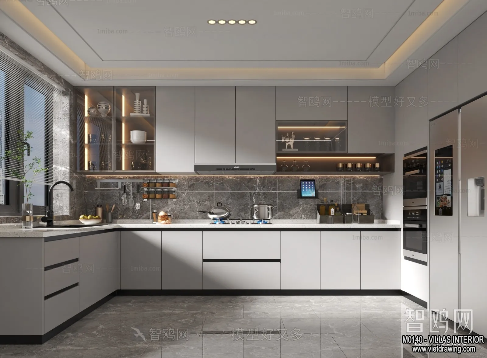 Kitchen - Villas 3D Interior Scene - 3D Models - 011
