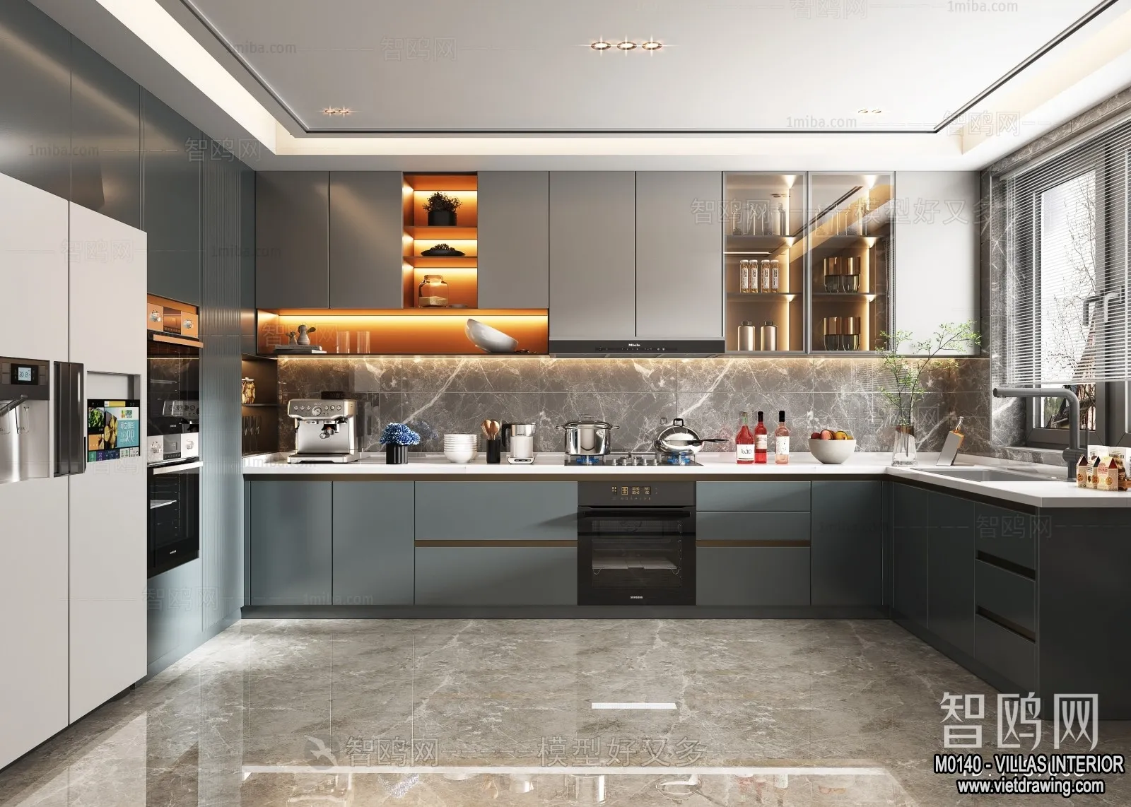 Kitchen - Villas 3D Interior Scene - 3D Models - 015