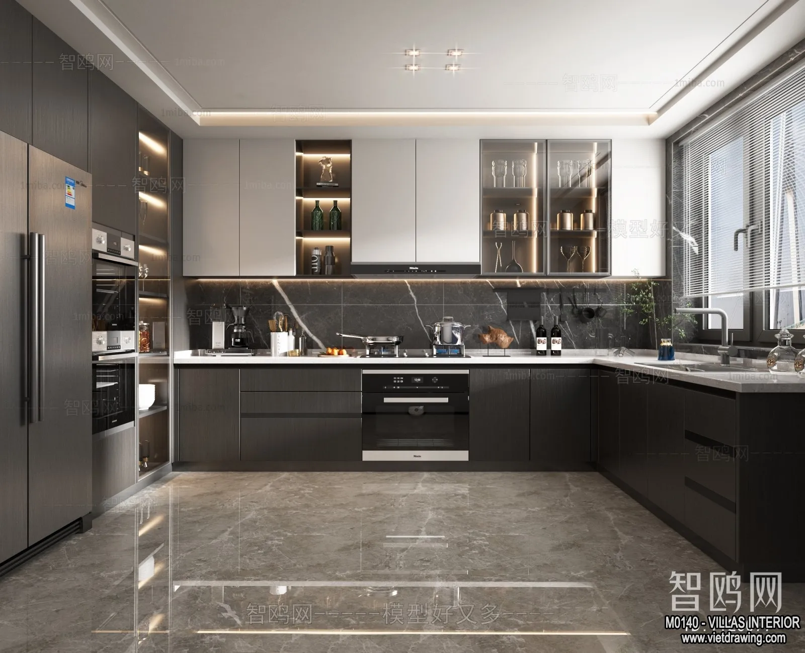 Kitchen - Villas 3D Interior Scene - 3D Models - 016