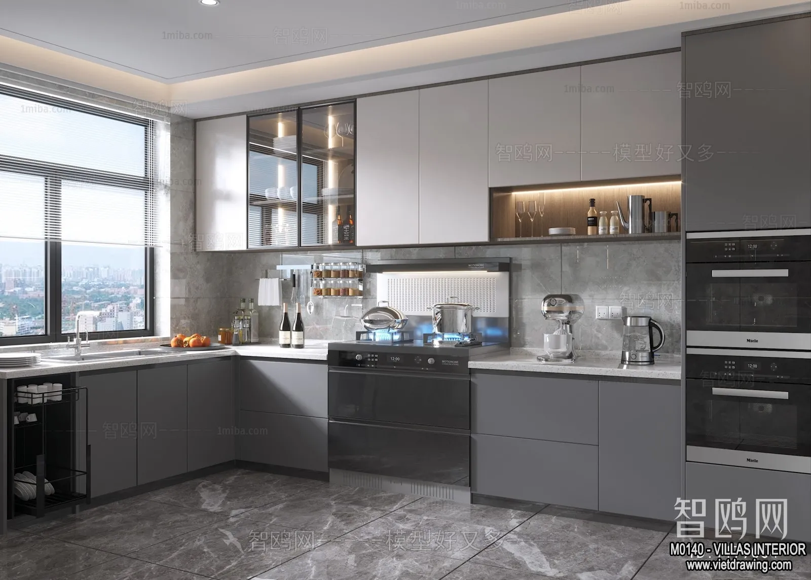 Kitchen - Villas 3D Interior Scene - 3D Models - 019