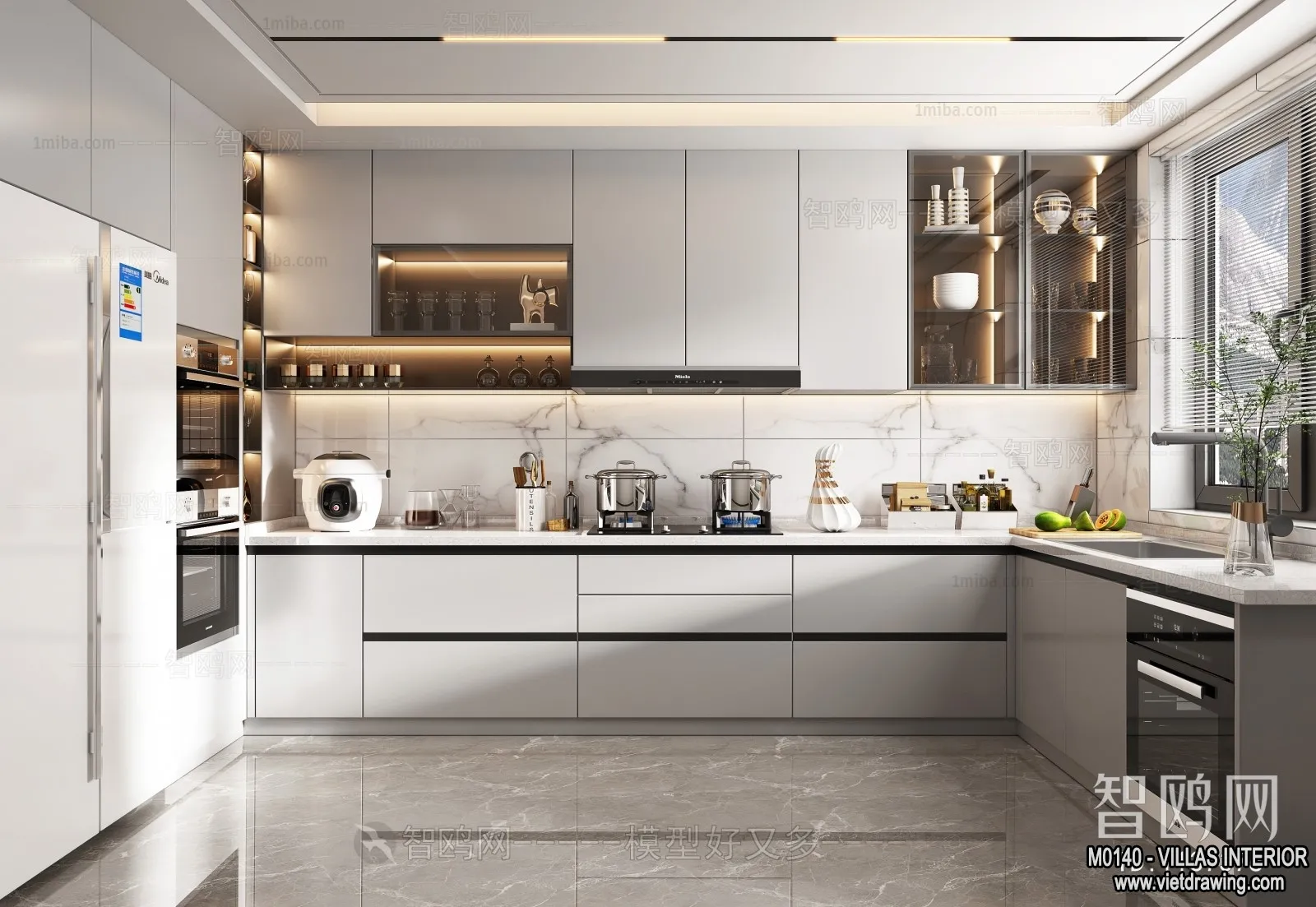 Kitchen - Villas 3D Interior Scene - 3D Models - 023