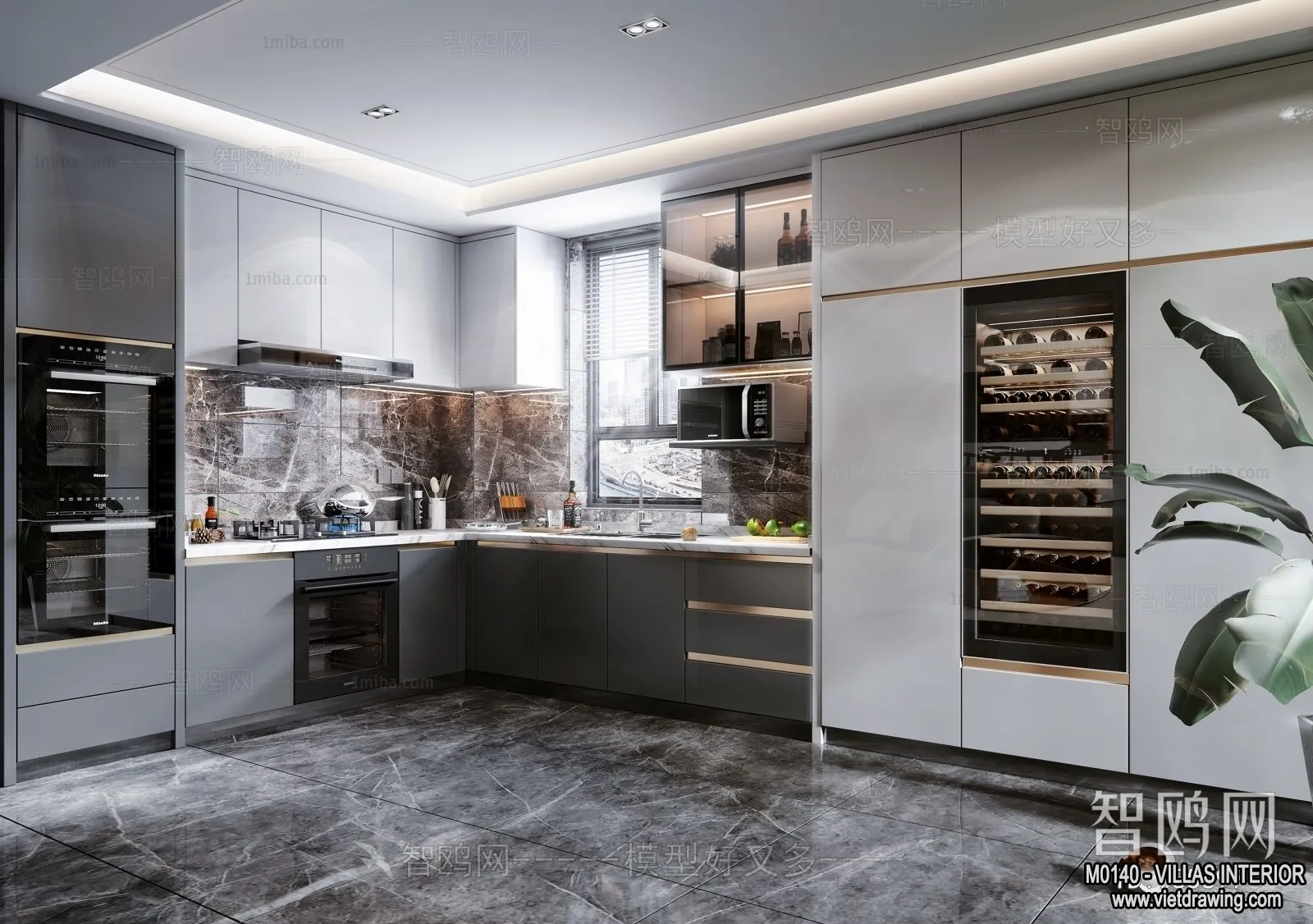 Kitchen - Villas 3D Interior Scene - 3D Models - 029