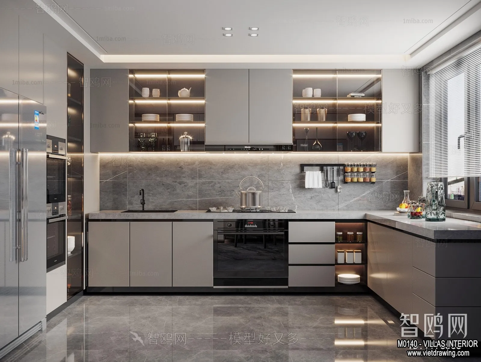 Kitchen - Villas 3D Interior Scene - 3D Models - 034