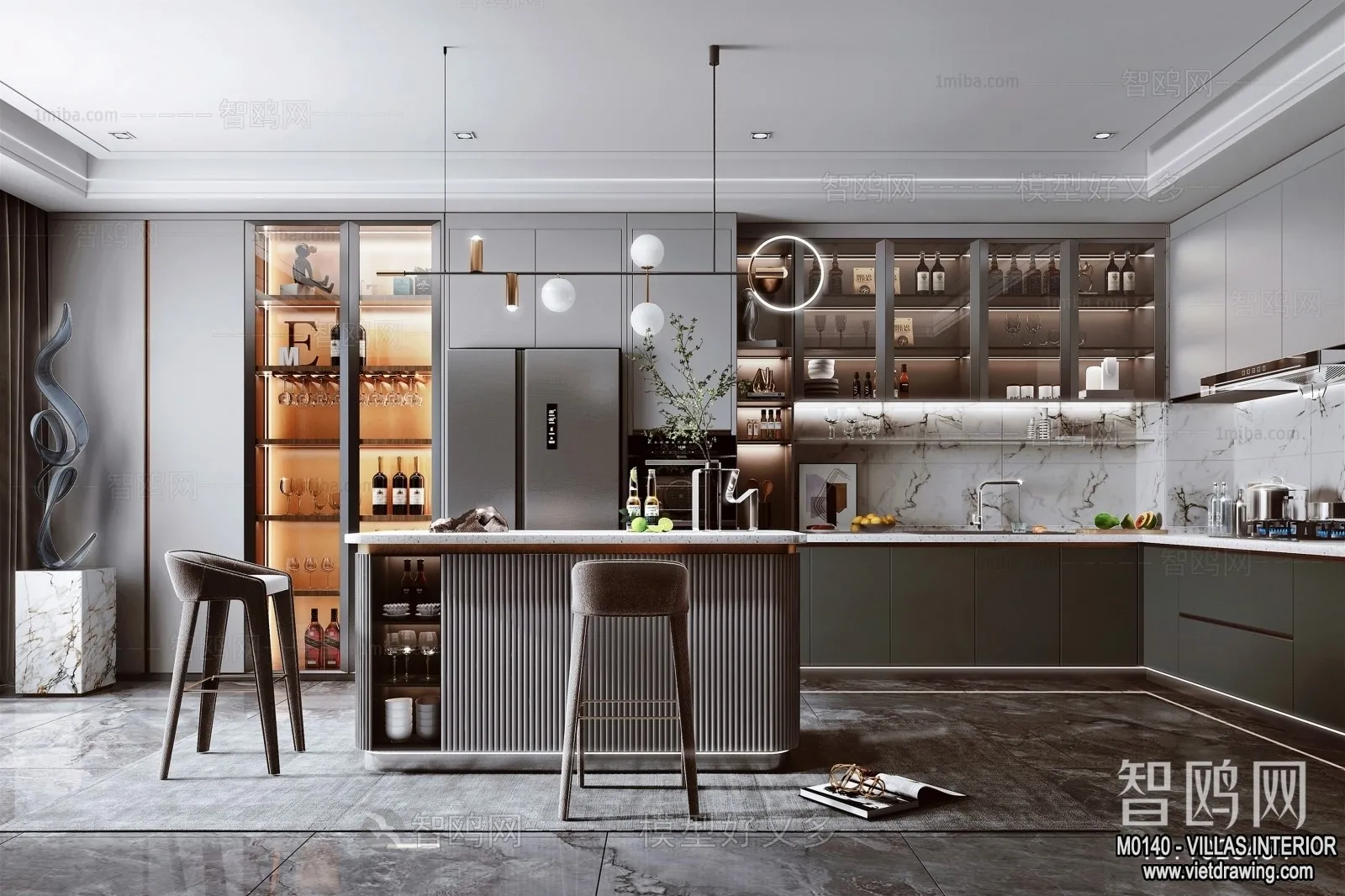 Kitchen - Villas 3D Interior Scene - 3D Models - 037