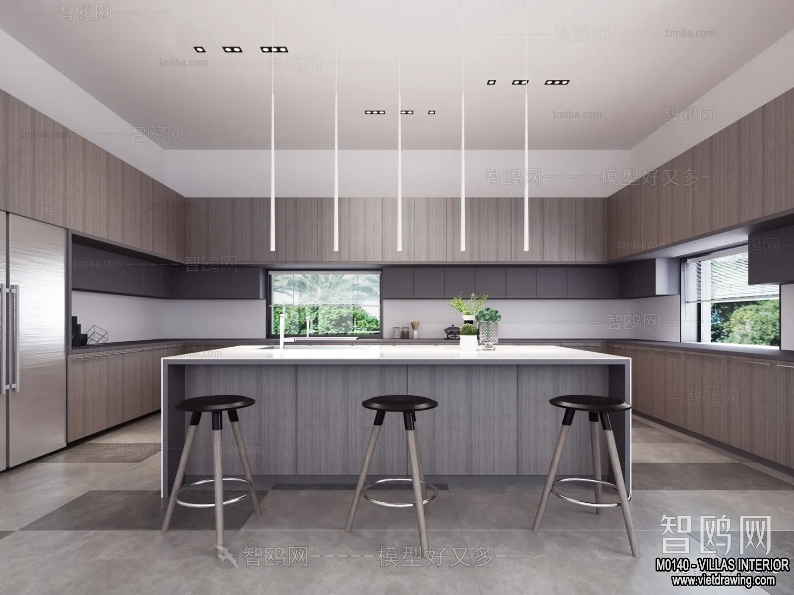 Kitchen - Villas 3D Interior Scene - 3D Models - 043