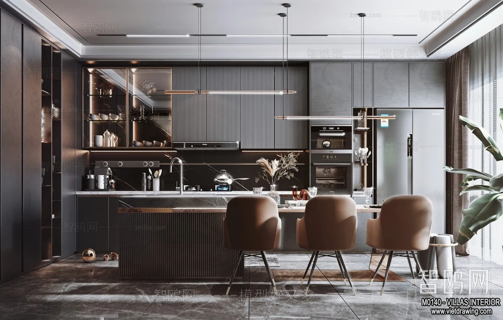 Kitchen - Villas 3D Interior Scene - 3D Models - 048