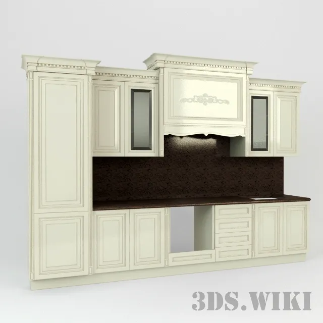 kitchen - White classic kitchen 3D Model