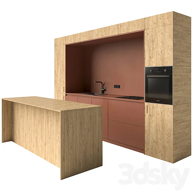 Kitchen with an island 3D Model
