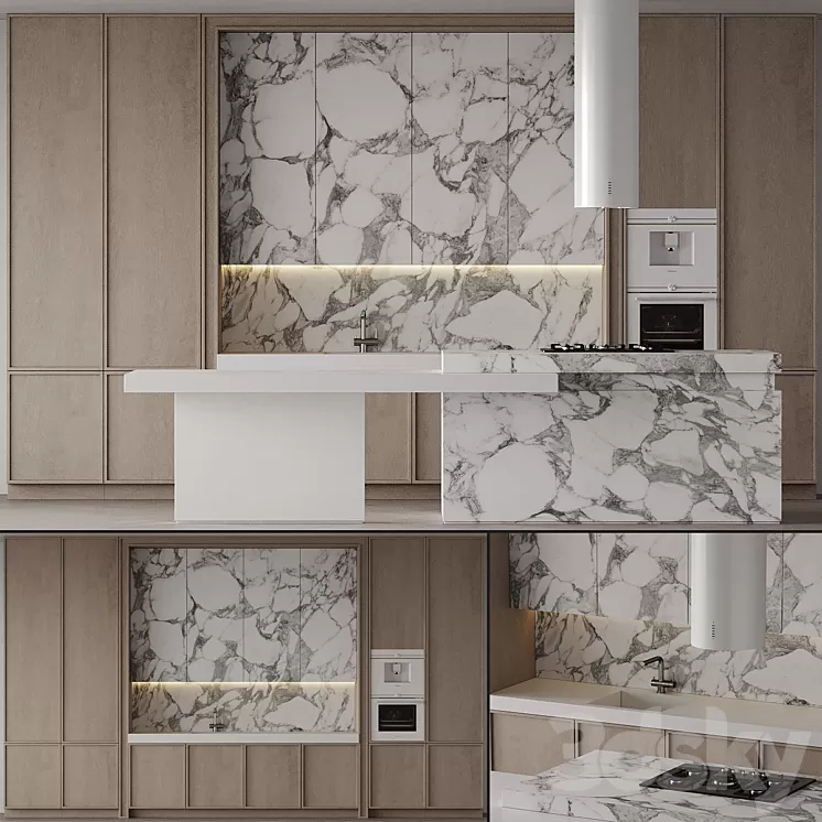 Kitchen with island 002 3D Model Free