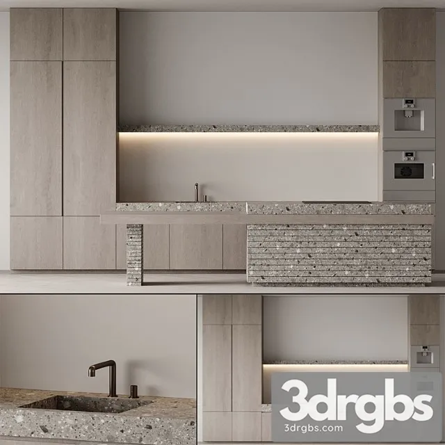 Kitchen With Island 003 3D Model Free