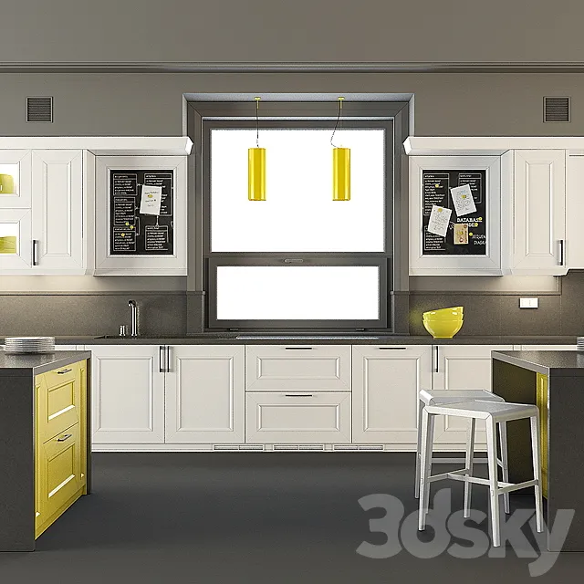 Kitchen with island 3D Model