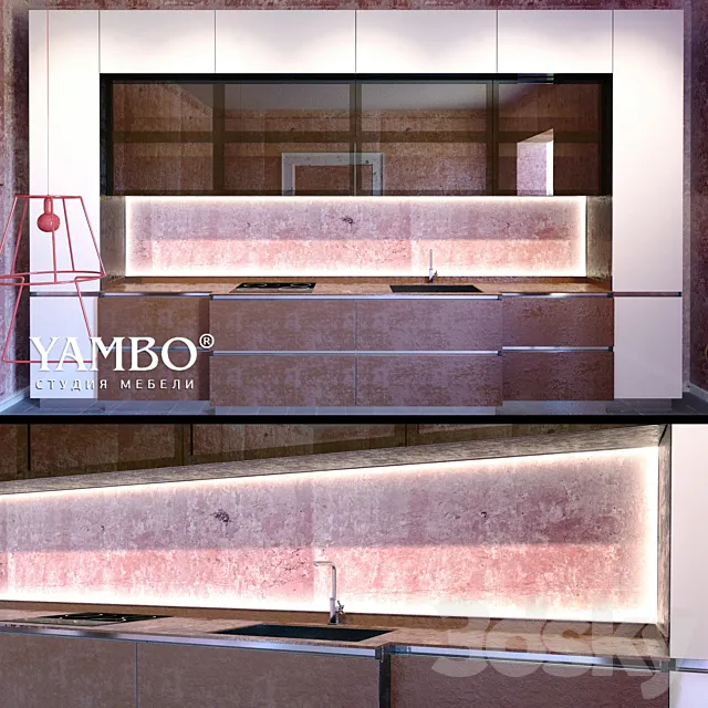Kitchen with porcelain company Yambo 3D Model
