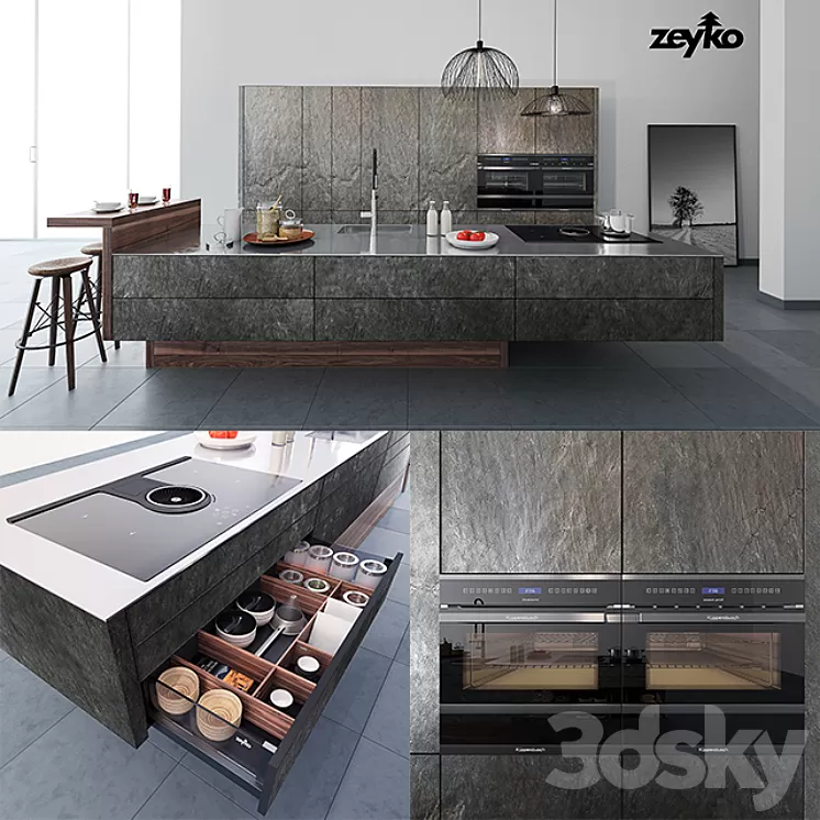 Kitchen Zeyko Forum Stone Oceangreen 3D Model