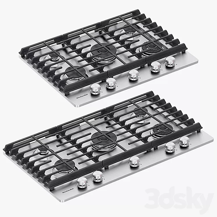 KitchenAid - 5-Burner Gas Cooktops with Griddle 3D Model